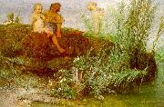 Arnold Bocklin Children Carving May Flutes oil